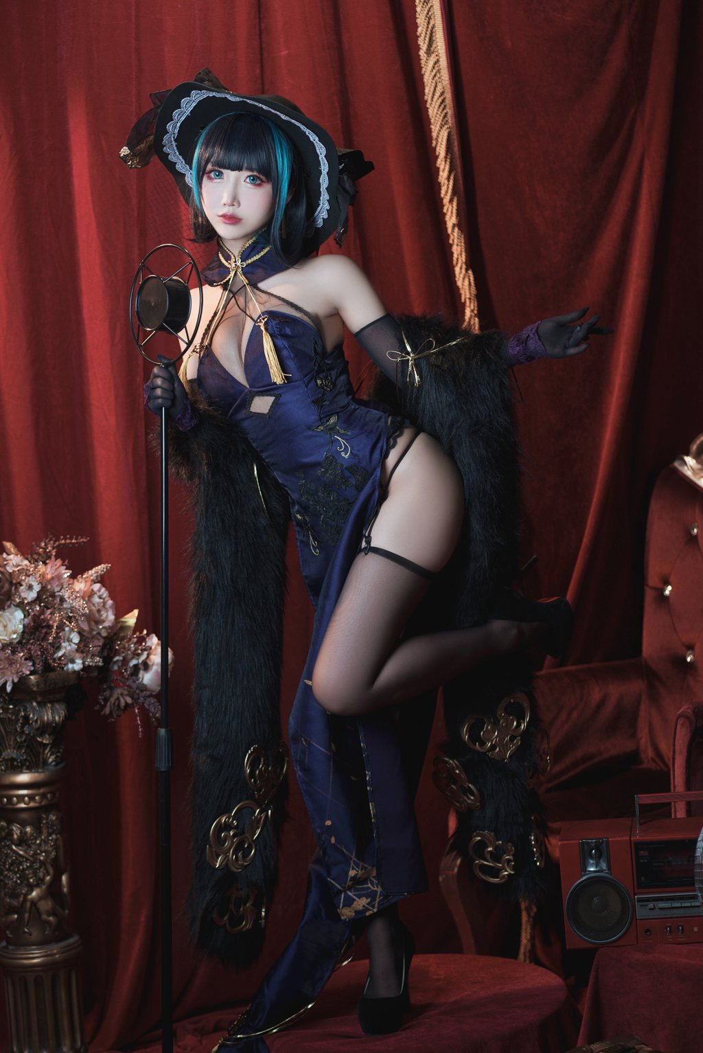 人气动漫Coser@面饼仙儿 柴郡旗袍 [21P/1V/790MB] 网红Coser-第2张