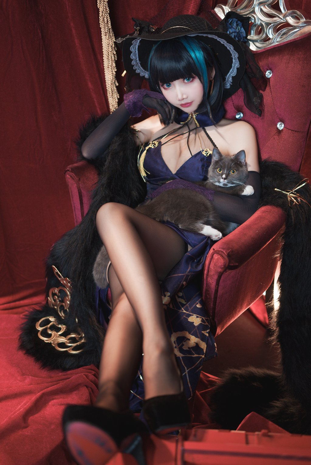 人气动漫Coser@面饼仙儿 柴郡旗袍 [21P/1V/790MB] 网红Coser-第1张