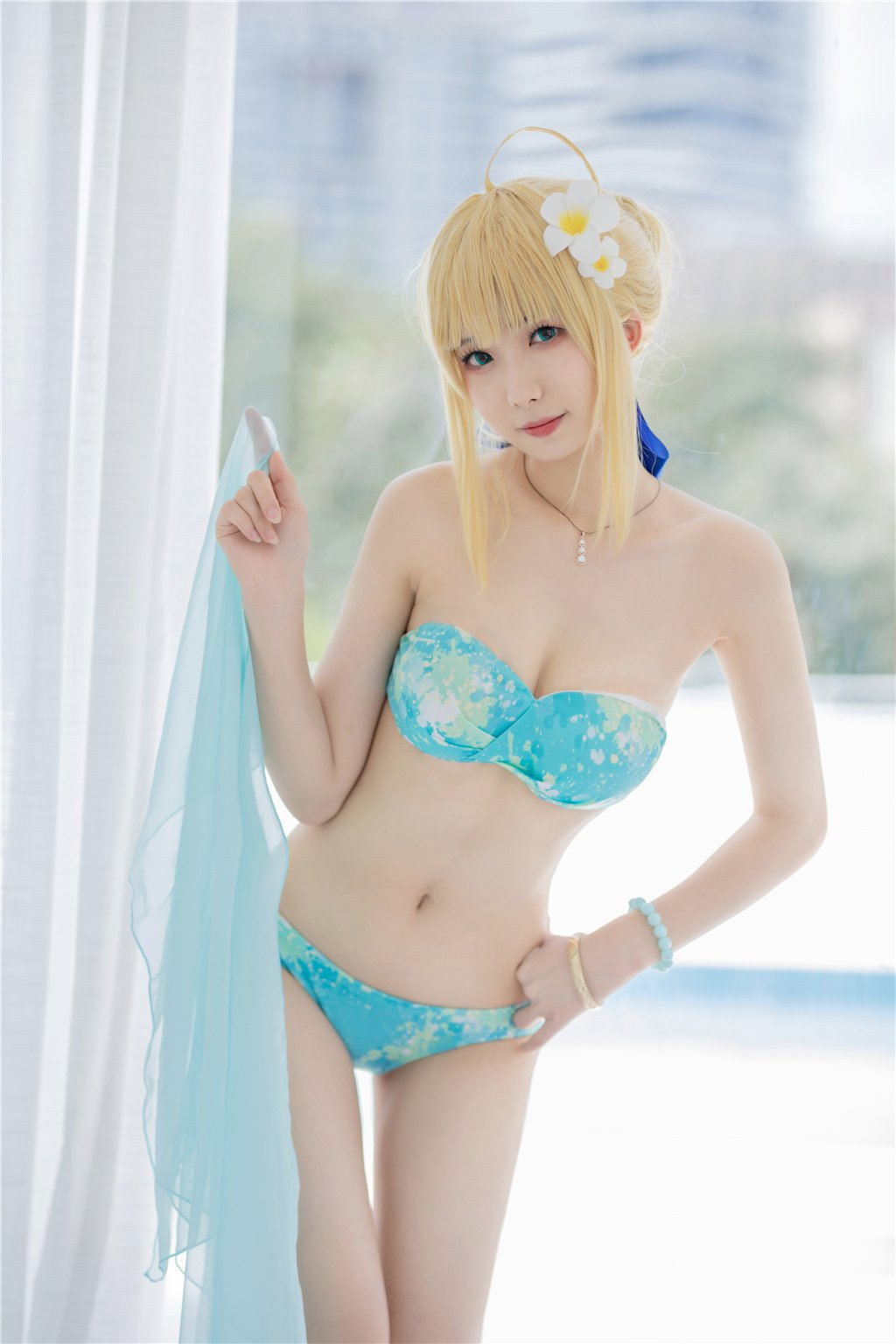 网紅Coser@封疆疆v 阿尔托莉雅·潘德拉贡 泳装 [40P/45MB] 网红Coser-第2张