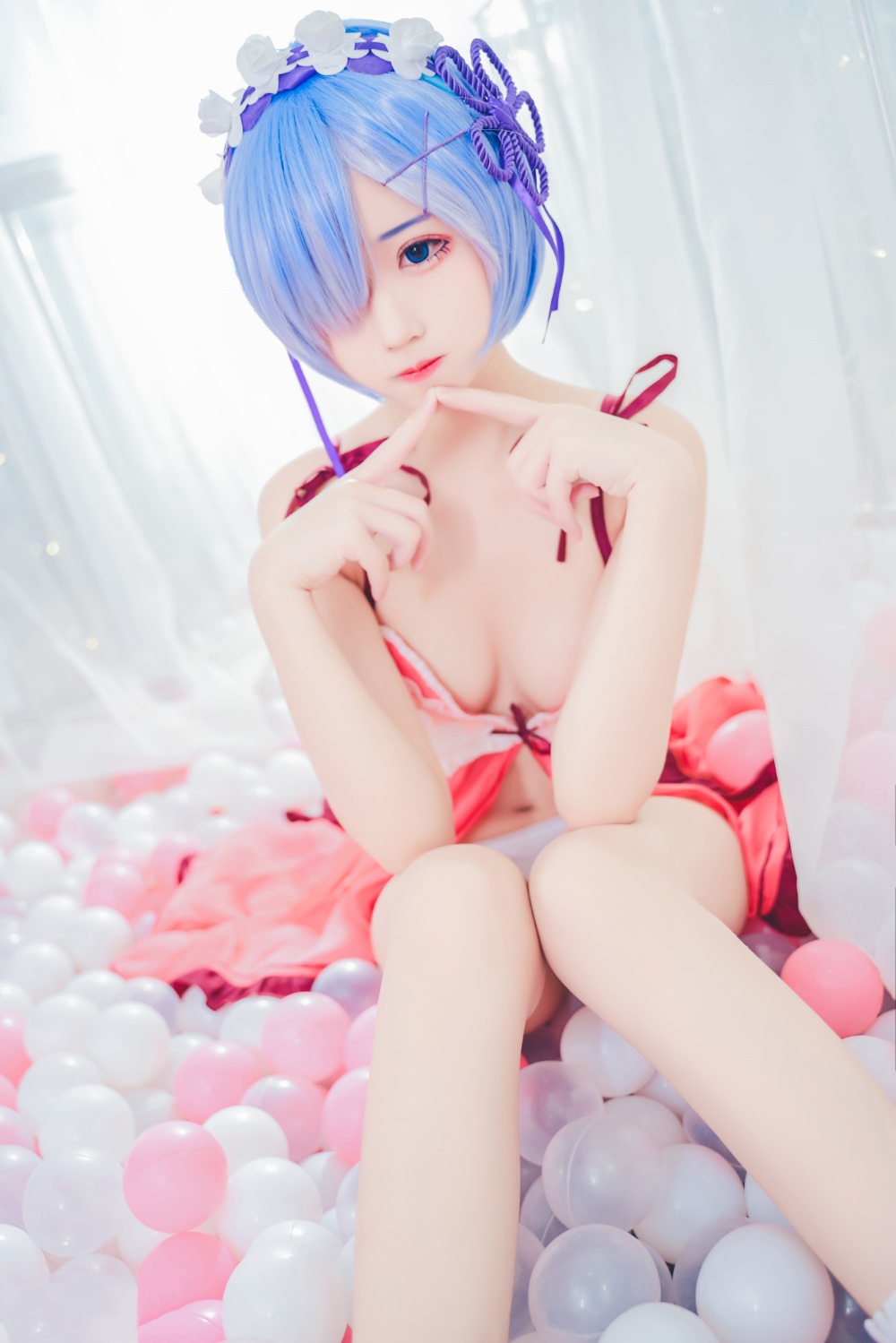 动漫博主@猫君君 NO.005 粉嫩嫩的雷姆 [40P/428MB] 网红Coser-第1张