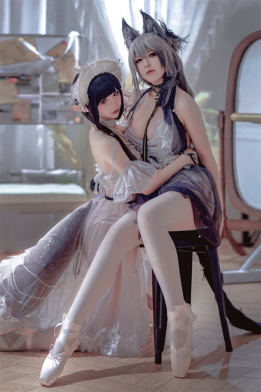 人气动漫Coser@面饼仙儿&半半子 Arknights 黑x森蚺バレエ [56P/484MB] 网红Coser-第3张